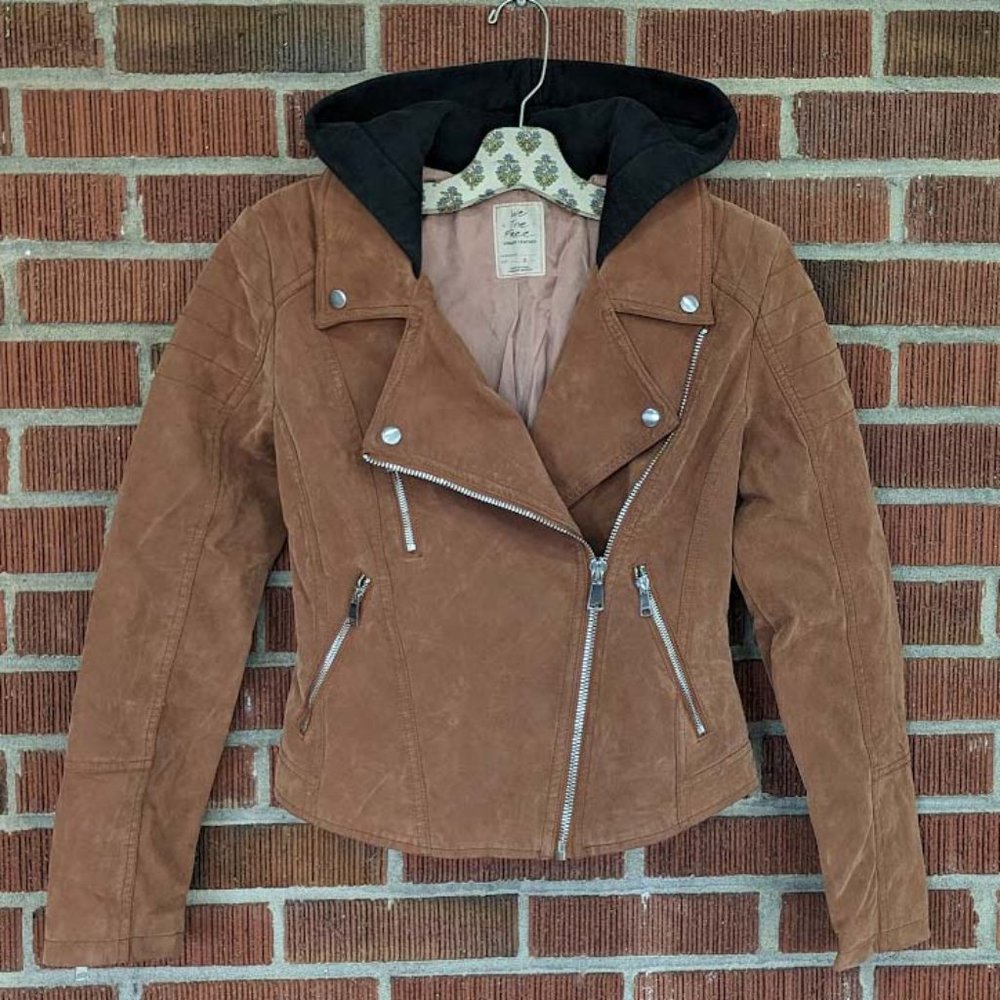 Free People Suede Moto Jacket in Saddle Brown - Picture 6 of 11